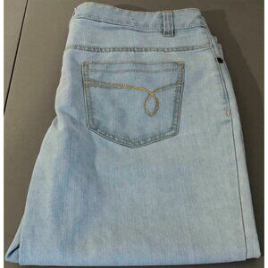Kim Rogers Capris Jeans Womens 12 Stretch Light Blue Denim Pants Embroidery